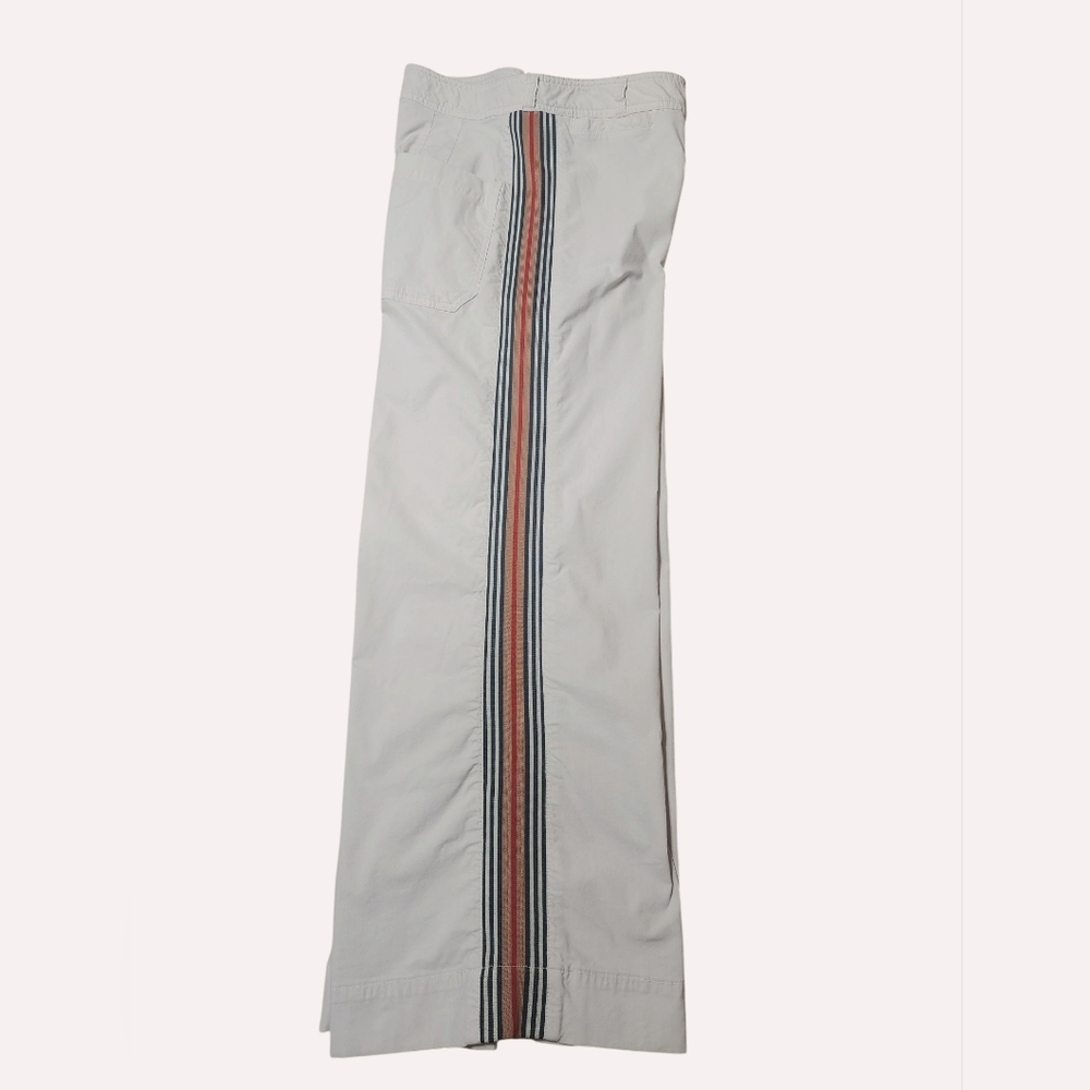 Anthropologie Maeve Ettie High Waisted Crop Wide Bold Stripe Pants W30 Stone - Picture 8 of 13